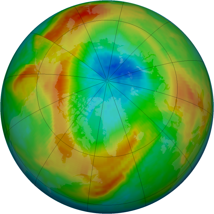 Arctic ozone map for 25 March 1997